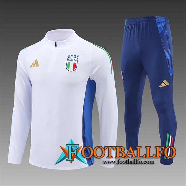 Chandal Equipos De Futbol Italia Ninos Blanco/Azul 2024/2025 -06