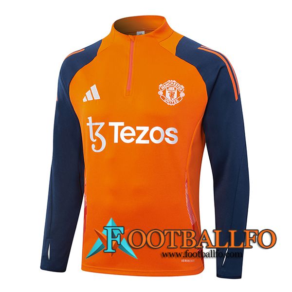 Sudadera De Entrenamiento Manchester United Naranja/Azul 2024/2025