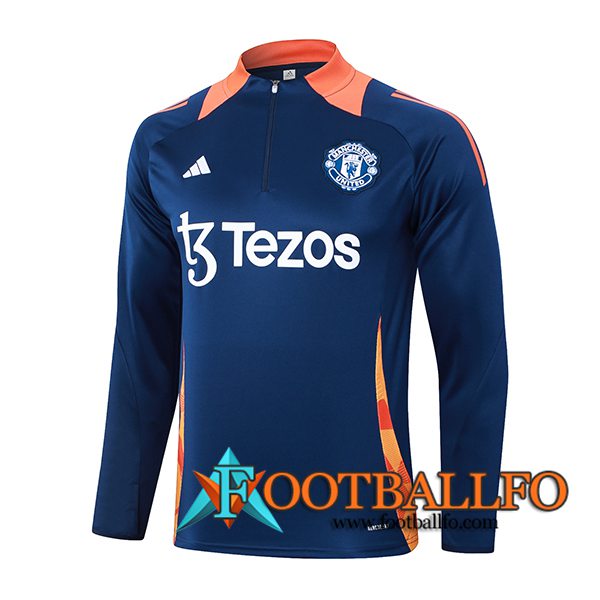 Sudadera De Entrenamiento Manchester United Azul/Naranja 2024/2025 -02