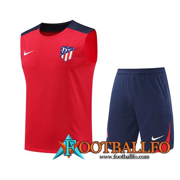 Camiseta Entrenamiento sin mangas Atletico Madrid Rojo/Azul 2024/2025