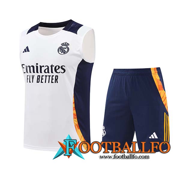 Camiseta Entrenamiento sin mangas Real Madrid Blanco/Azul/Naranja 2024/2025