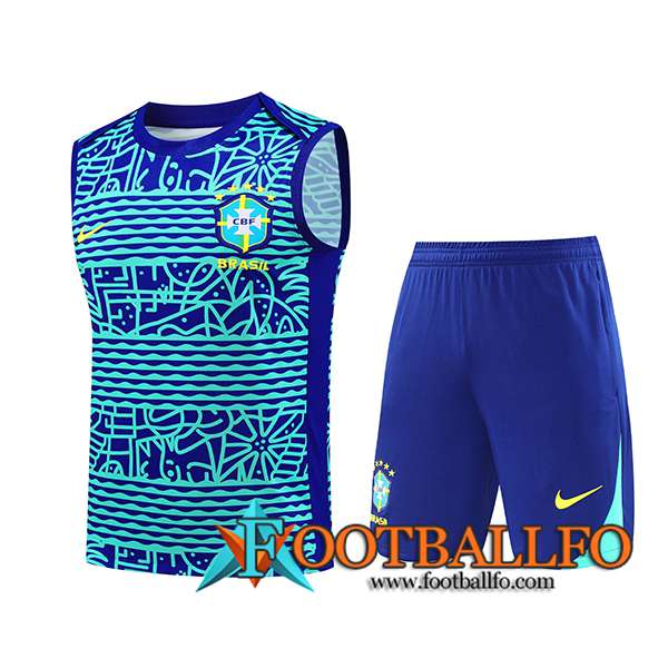 Camiseta Entrenamiento sin mangas Brasil Azul/Verde 2024/2025