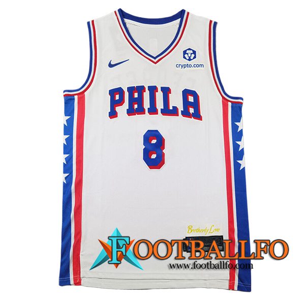 Camisetas Philadelphia 76ers (GEORGE #8) 2024/25 Blanco/Azul