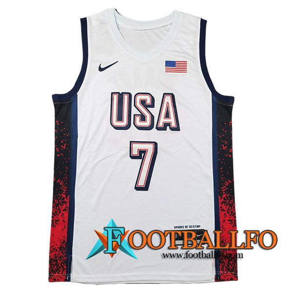 Camisetas USA (DURANT #7) 2024/25 Blanco/Negro/Rojo