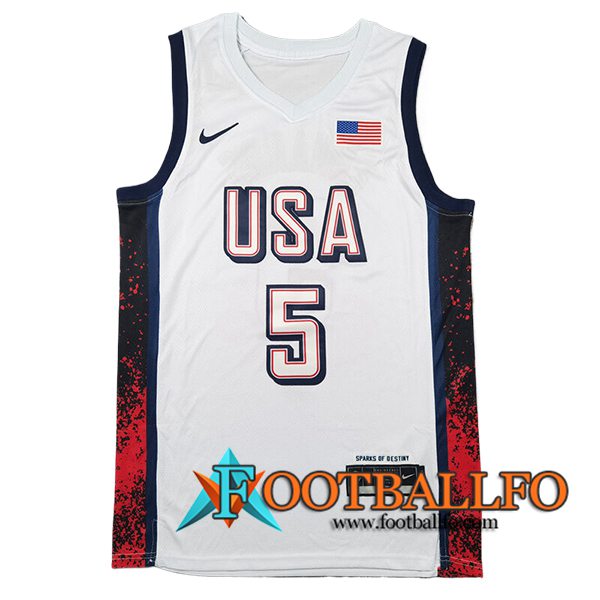 Camisetas USA (EDWARDS #5) 2024/25 Blanco/Negro/Rojo