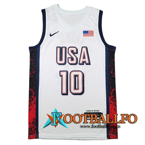 Camisetas USA (TATUM #10) 2024/25 Blanco/Negro/Rojo