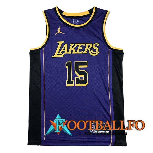 Camisetas Los Angeles Lakers (REAVES #15) 2024/25 Violeta/Negro/Amarillo -02