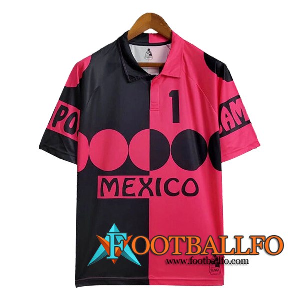 Camisetas De Futbol México Retro Portero Negro/Rosa 1998