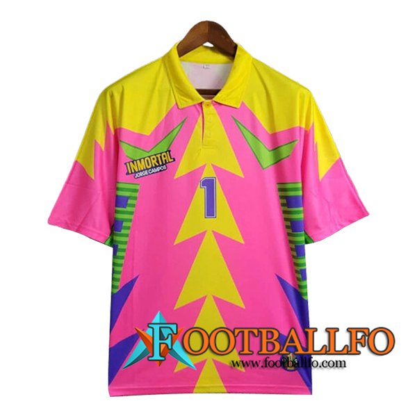 Camisetas De Futbol México Retro Portero Rosa/Amarillo