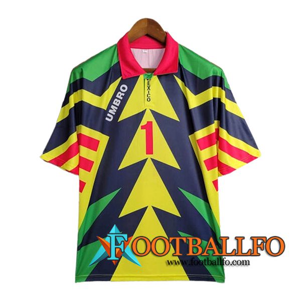 Camisetas De Futbol México Retro Portero Amarillo/Azul