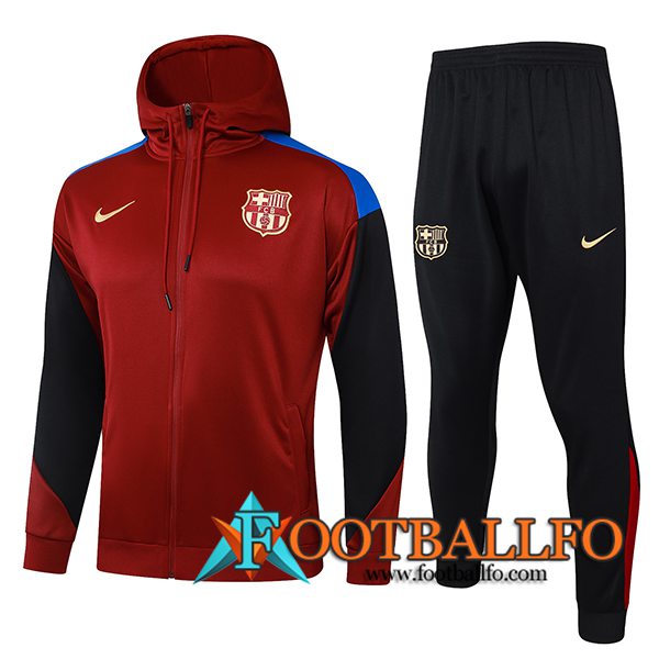 Chaqueta Con Capucha Chandal Rompevientos Chaqueta FC Barcelona Rojo/Negro 2024/2025