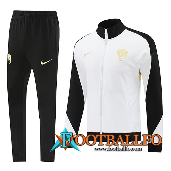 Chandal Equipos De Futbol Chaquetas Pumas UNAM Blanco/Negro/Amarillo 2024/2025