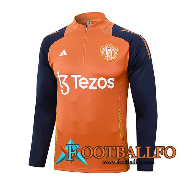 Sudadera De Entrenamiento Manchester United Naranja/Azul 2024/2025