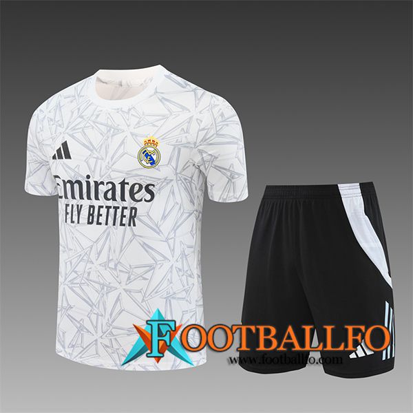 Camiseta Entrenamiento Real Madrid Ninos Blanco/Gris 2024/2025