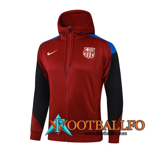 Chaqueta Con Capucha FC Barcelona Rojo/Negro 2024/2025