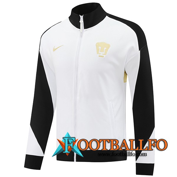 Chaquetas Futbol Pumas UNAM Blanco/Negro/Amarillo 2024/2025