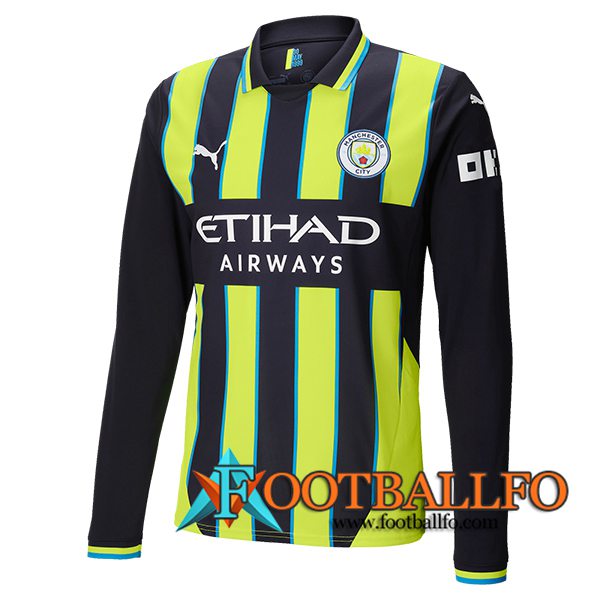 Nueva Camisetas De Futbol Manchester City Manga Largas Segunda 2024/2025