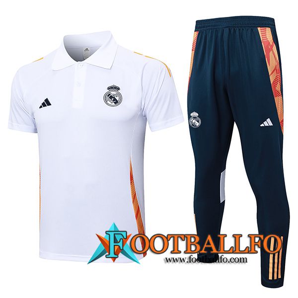 Camiseta Polo Real Madrid Blanco/Naranja 2024/2025