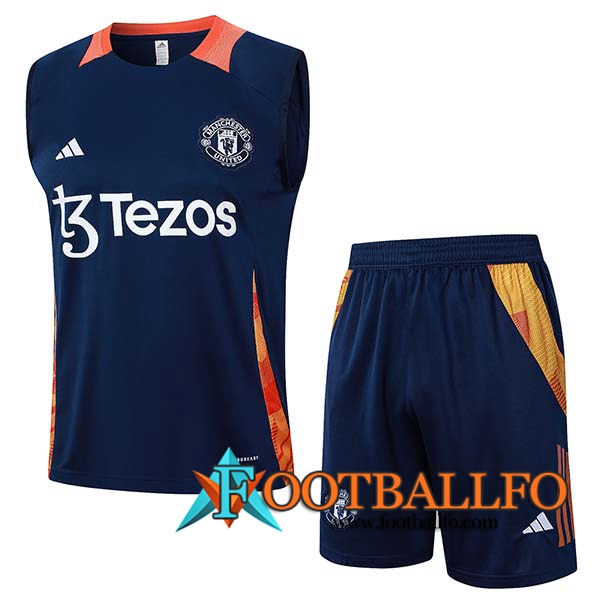 Camiseta Entrenamiento sin mangas Manchester United Azul/Naranja 2024/2025