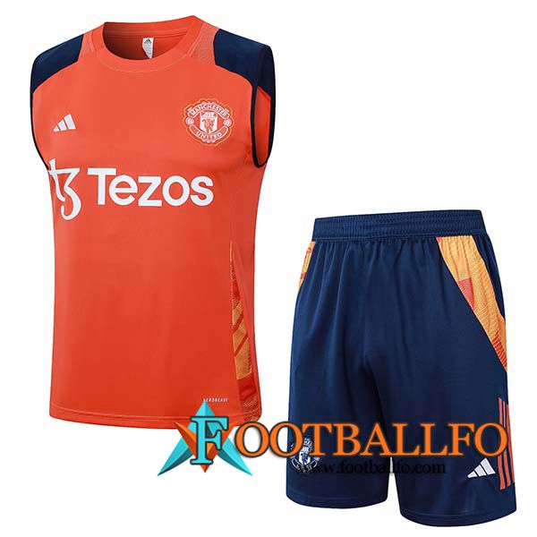 Camiseta Entrenamiento sin mangas Manchester United Naranja/Azul 2024/2025