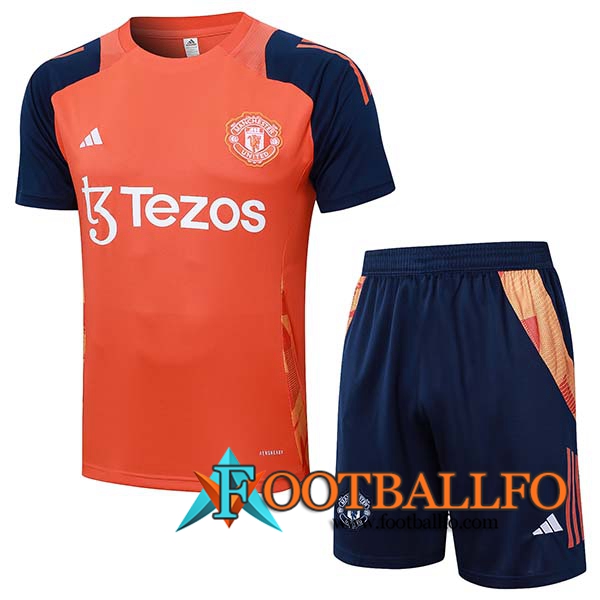 Camiseta Entrenamiento Manchester United Naranja/Azul 2024/2025