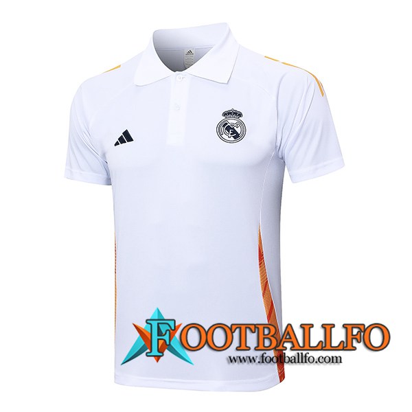 Camiseta Polo Real Madrid Blanco/Naranja 2024/2025