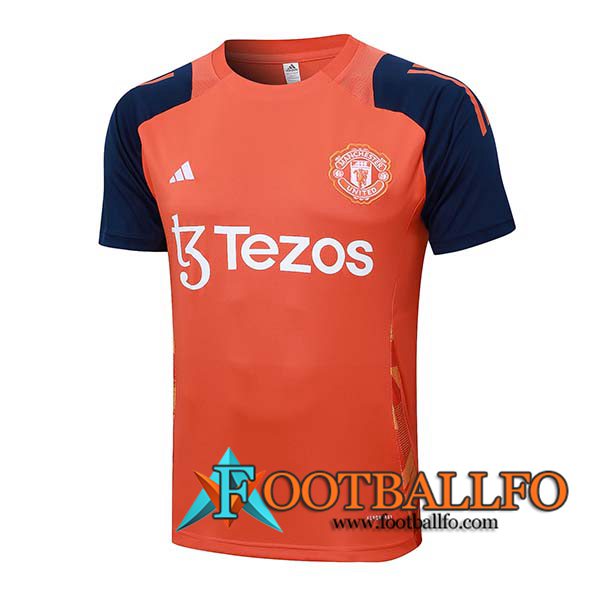 Camiseta Entrenamiento Manchester United Naranja/Azul 2024/2025