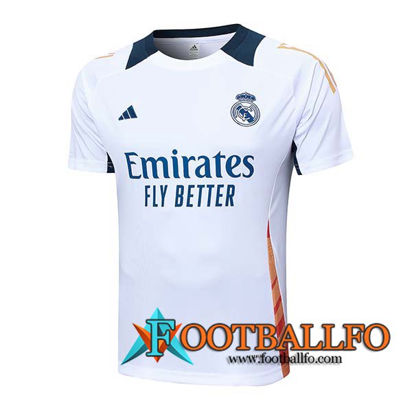 Camiseta Entrenamiento Real Madrid Blanco/Naranja 2024/2025