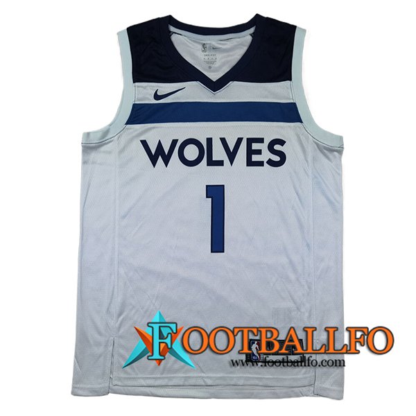 Camisetas Minnesota Timberwolves (EDWARDS #1) 2024/25 Blanco/Azul