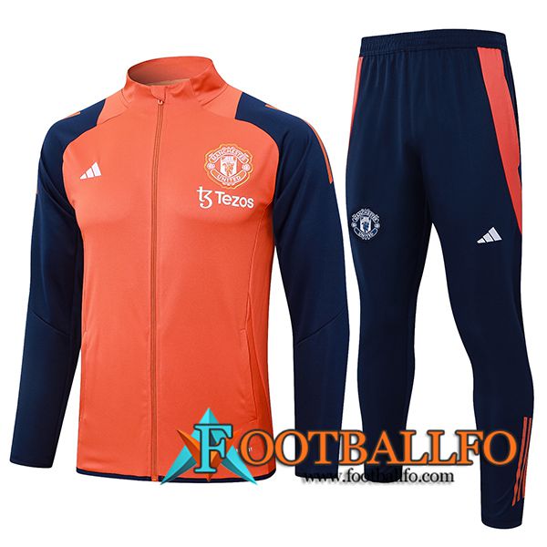 Chandal Equipos De Futbol Chaquetas Manchester United Naranja/Azul 2024/2025