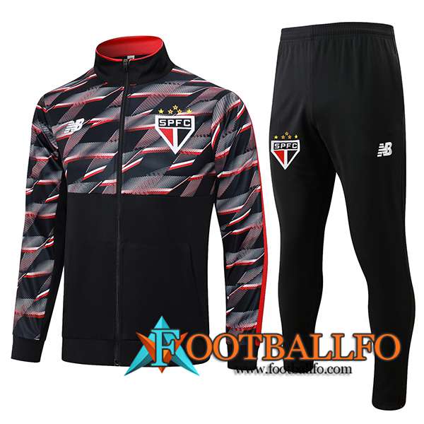 Chandal Equipos De Futbol Chaquetas Sao Paulo FC Negro/Rojo 2024/2025