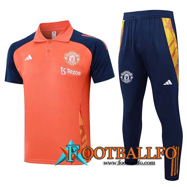 Camiseta Polo Manchester United Naranja/Azul 2024/2025