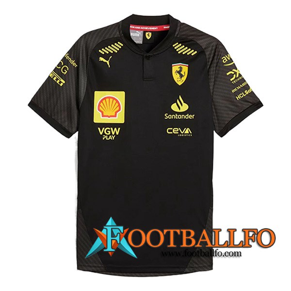 Camiseta de manga corta F1 Scuderia Ferrari Team Negro/Amarillo 2024