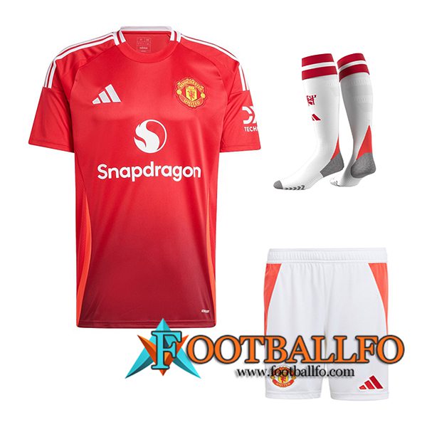 Camisetas Futbol Manchester United Primera (Cortos + Calcetines) 2024/2025