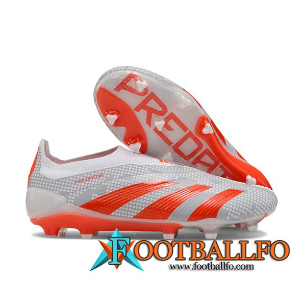 Adidas Botas De Fútbol PREDATOR ELITE LACELESS BOOTS FG Gris/Blanco/Naranja