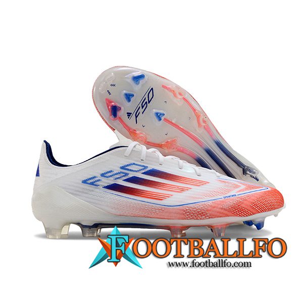 Adidas Botas De Fútbol F50 ELITE FG Blanco/Naranja/Azul -02