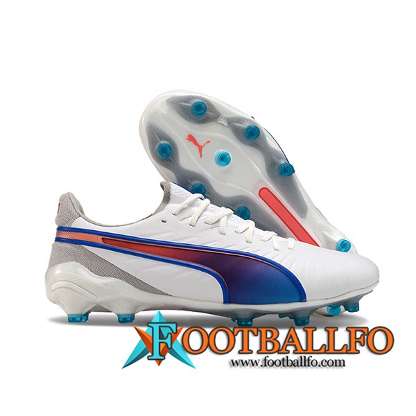 PUMA Botas De Fútbol KING FG/AG Blanco/Gris/Naranja/Azul