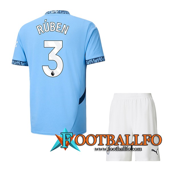 Camisetas De Futbol Manchester City (RÚBEN #3) Ninos 2024/2025 Primera