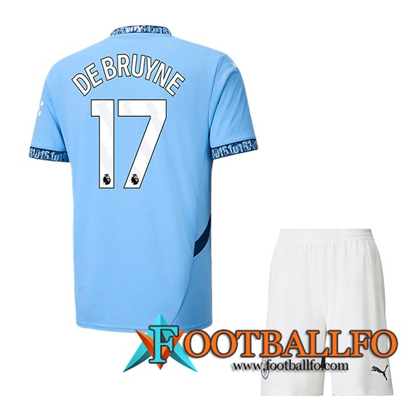 Camisetas De Futbol Manchester City (DE BRUYNE #17) Ninos 2024/2025 Primera