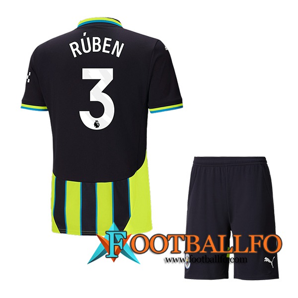 Camisetas De Futbol Manchester City (RÚBEN #3) Ninos 2024/2025 Segunda