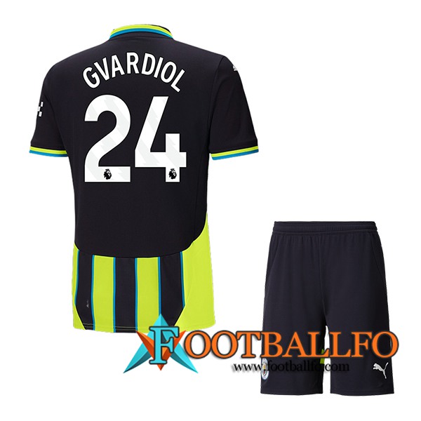 Camisetas De Futbol Manchester City (GVARDIOL #24) Ninos 2024/2025 Segunda