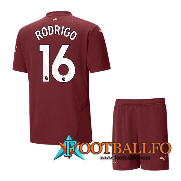 Camisetas De Futbol Manchester City (RODRIGO #16) Ninos 2024/2025 Tercera