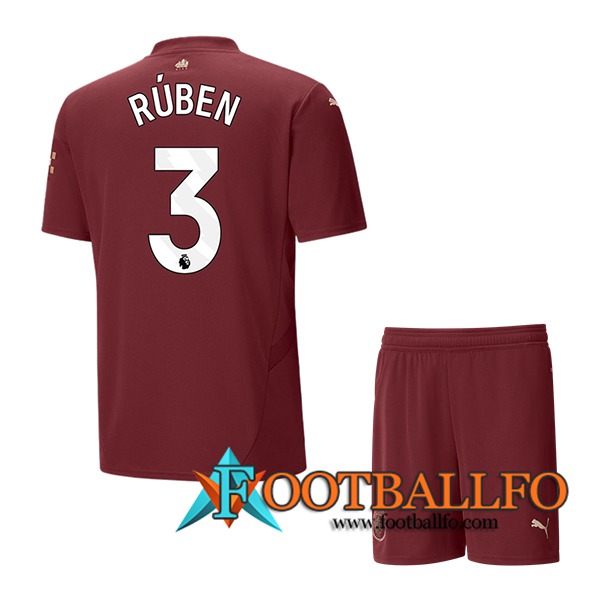 Camisetas De Futbol Manchester City (RÚBEN #3) Ninos 2024/2025 Tercera