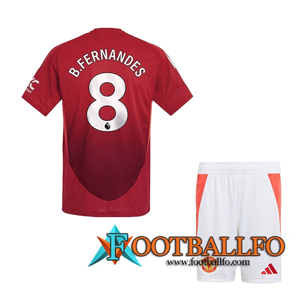 Camisetas De Futbol Manchester United (B.FERNANDES #8) Ninos 2024/2025 Primera