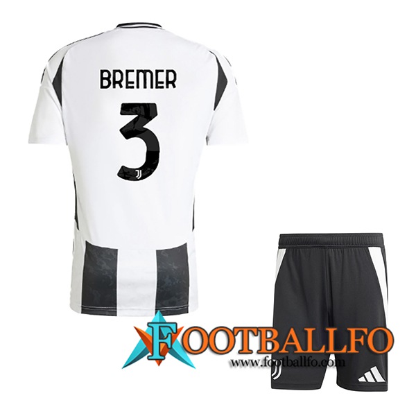 Camisetas De Futbol Juventus (BREMER #3) Ninos 2024/2025 Primera