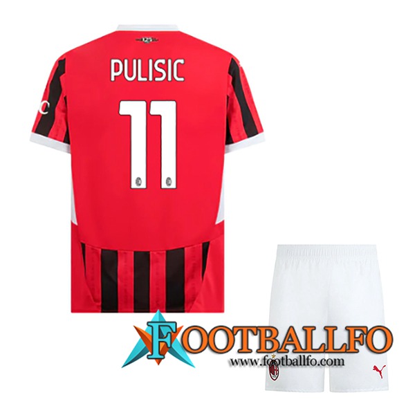 Camisetas De Futbol AC Milan (PULISIC #11) Ninos 2024/2025 Primera