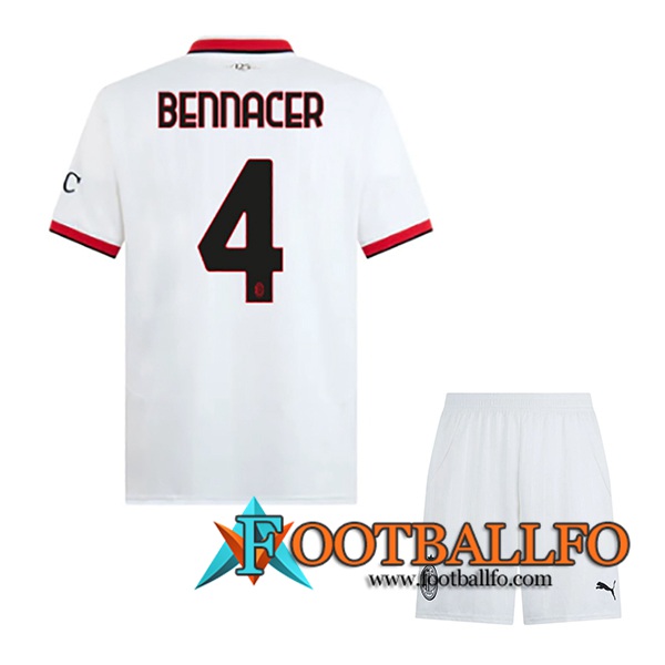 Camisetas De Futbol AC Milan (BENNACER #4) Ninos 2024/2025 Segunda