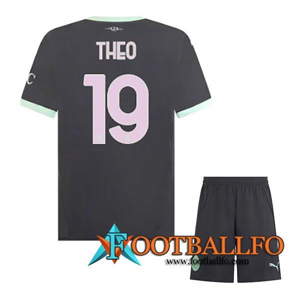 Camisetas De Futbol AC Milan (THEO #19) Ninos 2024/2025 Tercera