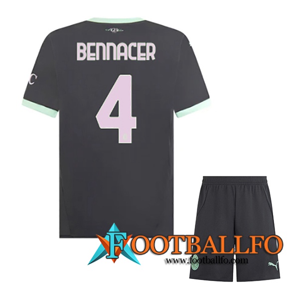 Camisetas De Futbol AC Milan (BENNACER #4) Ninos 2024/2025 Tercera