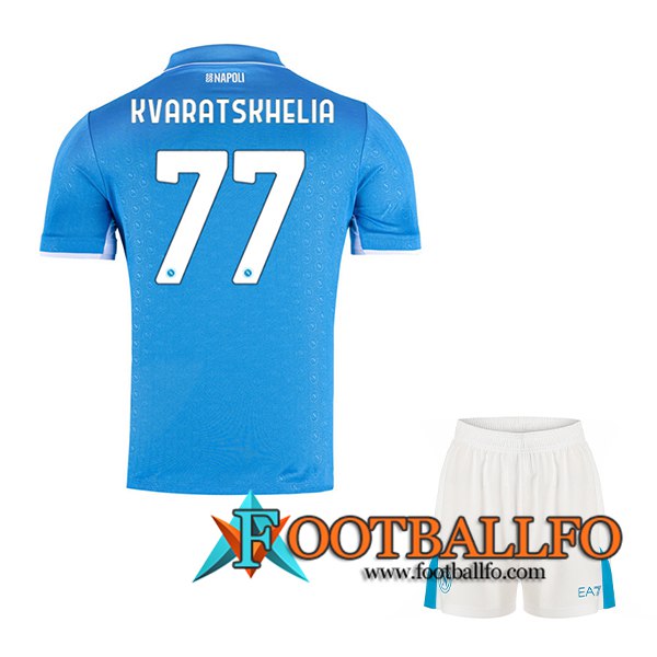 Camisetas De Futbol SSC Napoli (KVARATSKHELIA #77) Ninos 2024/2025 Primera